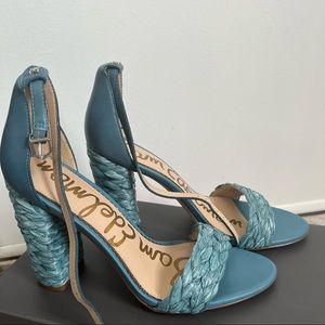 NWOT Sam Edelman teal block heels